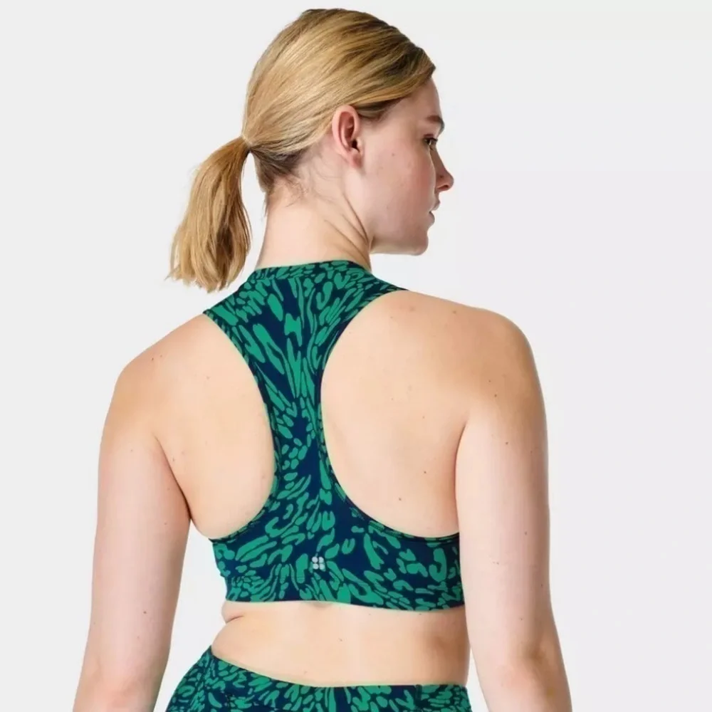 Sweaty Betty Power Contour Zip Bra Green Butterfly Print